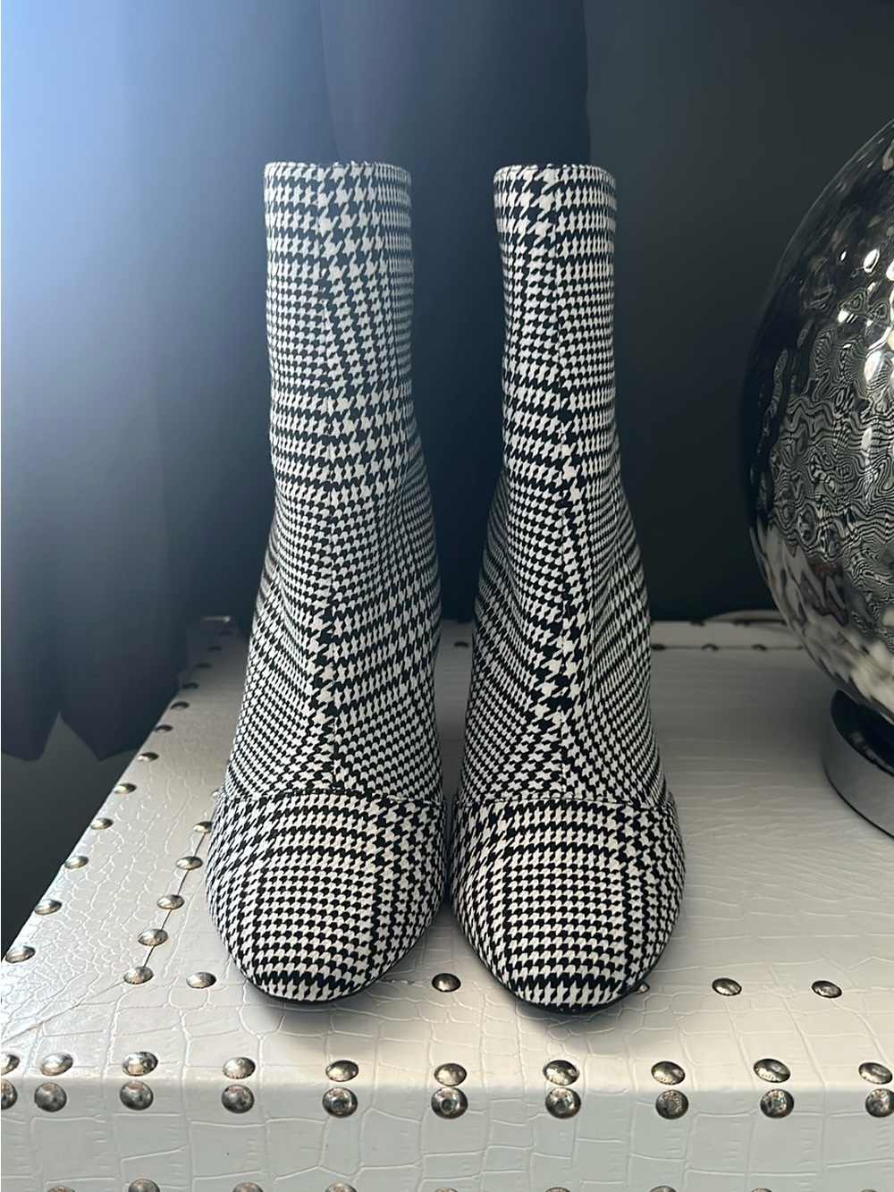 ASOS Black and White Houndstooth Booties